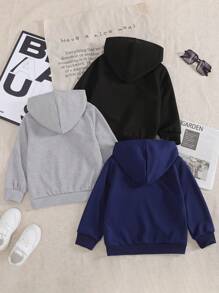 3pcs Letter Print Hooded Sweatshirt Set, Pullover - Multicolor - View 2