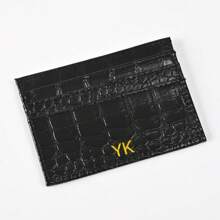 Ví da PU mỏng họa tiết cá sấu dành cho nam 1 chiếc Ví đựng thẻ tín dụng siêu mỏng có chữ lồng dành cho nữ Ví da PU cá sấu siêu mỏng có chữ cái viết tắt Quà tặng tự làm cho bạn trai, bạn gái, sinh nhật bạn bè - Nhiều màu - Xem 10