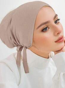 1 pieza Gorra interior para mujer, gorro turbante hiyab Amira, sólido elástico en la barbilla, accesorio de velo diario para ropa Abaya - A - Ver 25