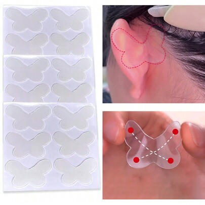 36/18 adesivos de silicone para orelha, suportes de orelha, adesivos de suporte transparentes para orelha, adequados para ferramentas de maquiagem facial para homens e mulheres