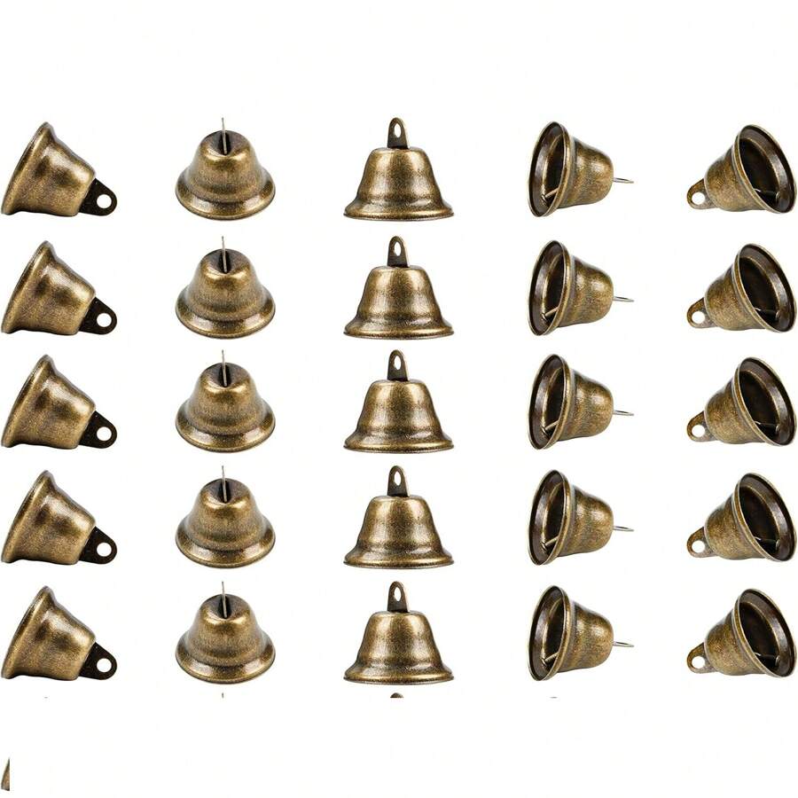 10Pcs Vintage Bronze Craft Jingle Bells - 40 X 35mm - Mini Hanging Bells For DIY Crafts, Decorations, Christmas, Weddings, Jewellery, Wind Chimes And Dog Potty Training/Housebreaking,Christmas
