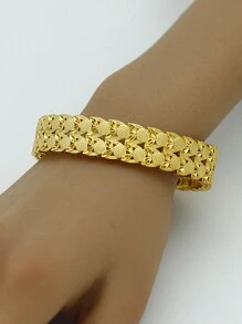 4pcs/Set Floral Pattern Bangle Bracelet Set - Luxury Copper Bracelet Jewelry Set, Ramadan Gift