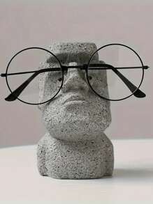 1 pieza Soporte de exhibición de gafas interesante, material de piedra de la Isla de Pascua, decoración de escritorio para el hogar u oficina, estante de almacenamiento de gafas, accesorios de gafas - montura de gafas - Ver 1