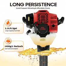 ZhdnBhnos 52CC 2Stroke Gas Powered Excavator Portable Tree Digger Garden Shovel Pit Digger - Black and Red - View 2