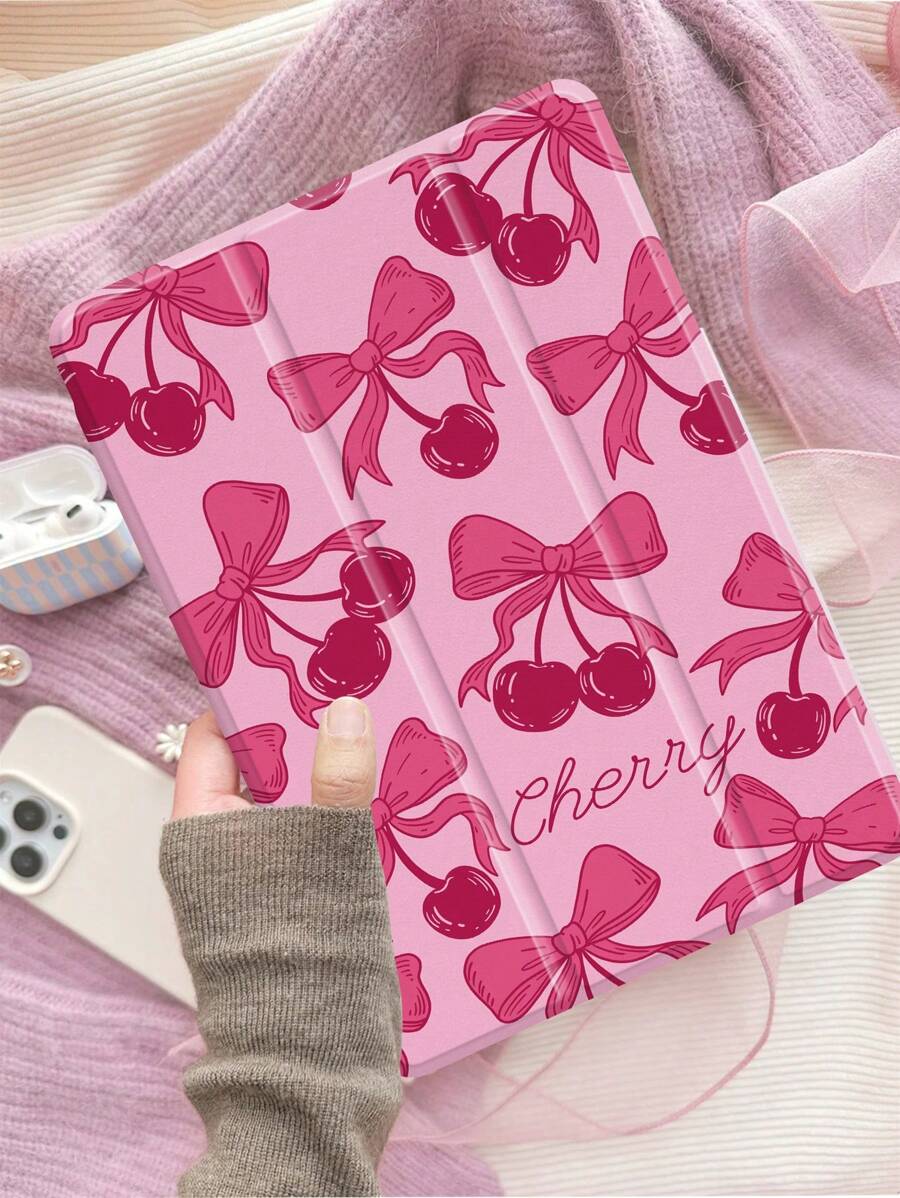 Étui de protection à motif cerise, compatible avec iPad 10,2 pouces (2021/2020, 9e/8e génération), compatible avec Samsung Galaxy Tab A8 10,5 pouces (2022), étui de protection pour tablette avec fente pour crayon, compatible avec Kindle Paperwhite 12e génération (2024), Kindle (11e génération jusqu'à la sortie 2024) (6), prend en charge la fonction de veille/réveil automatique