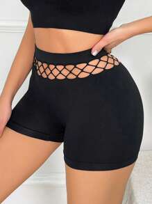 Shorts de mujer, bragas sin costuras, boxers de encaje suaves y elásticos - Negro - Ver 2
