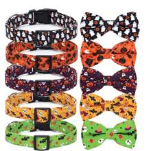 1 pièce Collier de chien personnalisable pour Halloween avec nœud papillon, réglable, conceptions de crâne, citrouille, chauve-souris, fantôme, accessoires pour animaux de compagnie pour Halloween, fournitures pour chiens, meilleur cadeau d'Halloween pour les animaux de compagnie