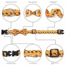 1 pièce Collier de chien personnalisable pour Halloween avec nœud papillon, réglable, conceptions de crâne, citrouille, chauve-souris, fantôme, accessoires pour animaux de compagnie pour Halloween, fournitures pour chiens, meilleur cadeau d'Halloween pour les animaux de compagnie