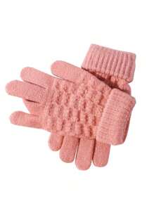 Găng tay nhung dệt kim màu hồng Jacquard - Bảo vệ mùa đông - Nhiều màu - Xem 1