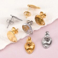 10 件不锈钢水滴形纹理雕刻复古耳钉，适合 DIY 耳环首饰制作 - 幾何耳環 - 查看 6