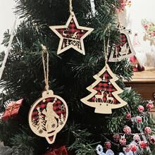 GUANGYUAN 1 đồ trang trí treo Giáng sinh bằng gỗ tuần lộc lát gỗ dán ông già Noel tiệc tại nhà treo người tuyết đồ trang trí trang trí Giáng sinh bằng gỗ trang trí cây thông Noel mặt dây chuyền trang trí cho cửa trước treo và trang trí cảnh tiệc ngày lễ trang trí tường nền sân trong - chuông giáng sinh - Xem 1