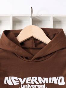 2 件套年轻男孩个性化休闲装，拼接连帽上衣和口袋裤，秋季