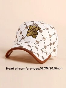 1 Trẻ Em Hoạt Hình Gấu Thêu Chống Nắng Dễ Thương Mũ Bóng Chày Cho Cuộc Sống Hàng Ngày - trắng - Xem 2