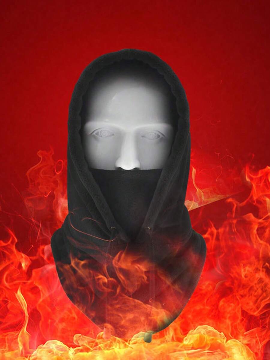 摩托车骑行面罩全脸骑行面罩抓绒滑雪冬季防风帽户外运动围兜防寒加厚头罩面罩摩托车护颈头盔帽 - 彩色 - 查看 1