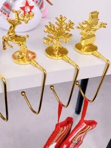 Christmas Party Hook, Christmas Stocking Hook, Metal Fireplace Stocking Pendant, Snowflake Christmas Hook, Random Style, 1 Piece - Gold - View 5