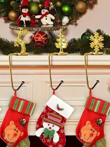 Christmas Party Hook, Christmas Stocking Hook, Metal Fireplace Stocking Pendant, Snowflake Christmas Hook, Random Style, 1 Piece - Gold - View 6