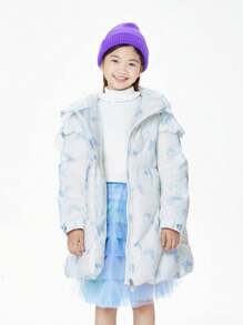Annil Tween Girls Clothing. Long Hooded Down Jacket. Winter Delicate, Simple And Casual Padded Jacket Coat.