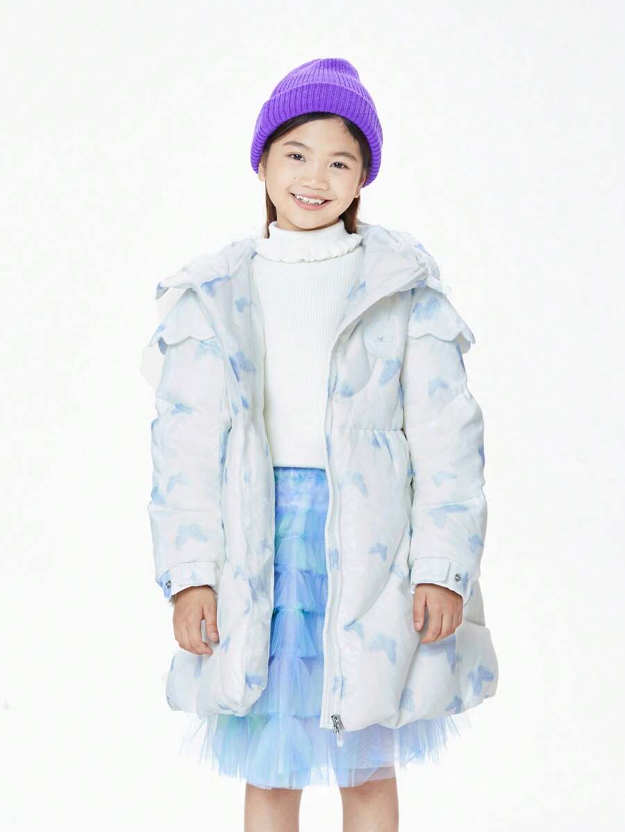 Annil Tween Girls Clothing. Long Hooded Down Jacket. Winter Delicate, Simple And Casual Padded Jacket Coat.