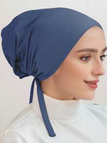 1 pieza Gorra interior para mujer, gorro turbante hiyab Amira, sólido elástico en la barbilla, accesorio de velo diario para ropa Abaya - A - Ver 17