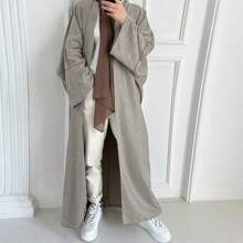 1 件女式穆斯林阿拉伯民族服装，纯色经典朴素时尚休闲优雅长袍，柔软透气的面料适合日常生活、节日、聚会、祈祷和朝圣 - 蒟蒻色 - 查看 1