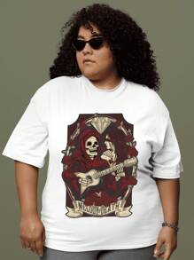 Plus Size MELODY OF DEATH T-Shirt Women's Fashion 100% Cotton Streetwear NEW! - 白色 - 查看 1