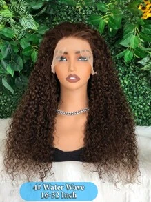 4# 巧克力深棕色 13x6 蕾丝前假发，真人发蕾丝前假发分缝最大皮肤融化蕾丝水波卷发假发，180% 密度，卷曲真人发假发返校假发适用于派对、婚礼、日常使用（4#，10-32 英寸） - S4 - 查看 5
