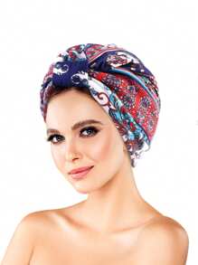 1pc New Women Floral Print Turban Hat Cancer Cap Islamic Hair Loss Hat Head Scarf Satin Liner Inner Cap Arab Valentine's Day Valentines - Turban Hat - View 3