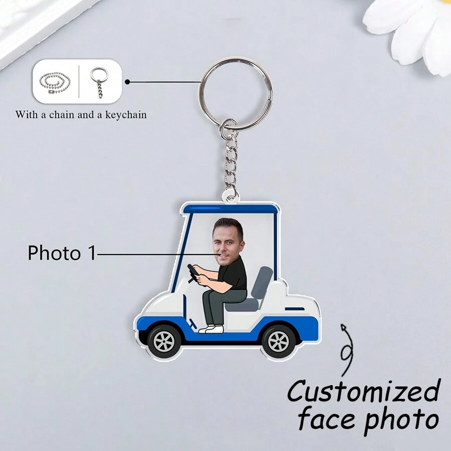 Custom Keychain From Photo, Picture Car Keyring, Cute Car Accessories Face Keyring Car Gift Funny Car Decor Personalized Gift - Multicolor - View 1
