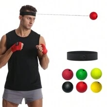 WOSWEIR Head-Mounted Boxing Reflex Ball Stress Relief Ball Magic Speed Ball For Adults, Training Fitness Entertainment Home Use - Multicolor - View 2