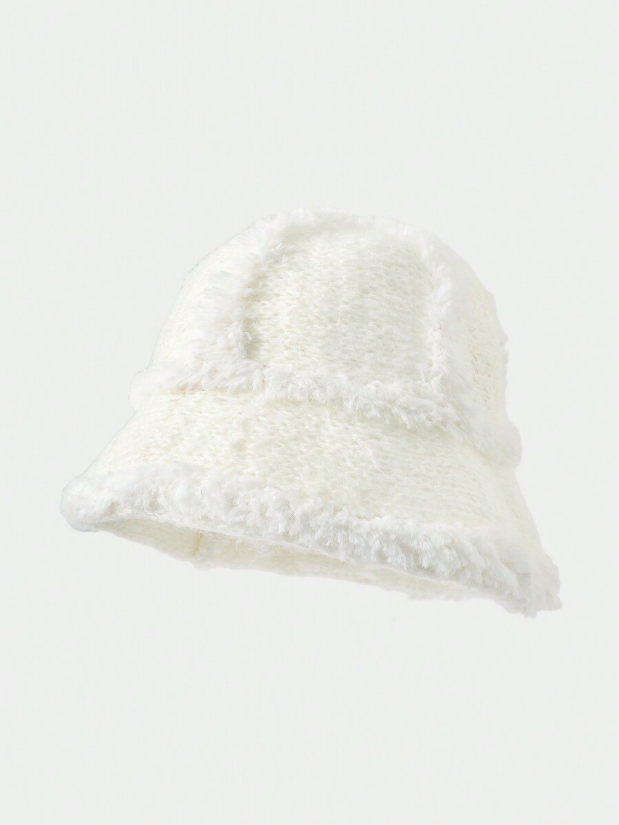 1pc Women Winter Bucket Hat, Large Head Circumference, Knit Bucket Hat