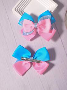 2pcs/set Pink Princess Series Hair Clamps For Kids/teenagers, Personalized And Stylish Hair Accessories For Daily Wear, Cheapest Items Available