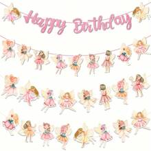 16 Piezas Pancarta de Fiesta de Hadas Decoraciones de Pancartas de Hadas para Fiesta de Cumpleaños de Hadas, Suministros para Baby Shower con Tema de Cuento de Hadas, Navidad