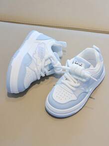 2024童鞋男童春秋运动鞋真皮防水跑步鞋低帮休闲帆布鞋潮流 - 藍色 - 查看 2