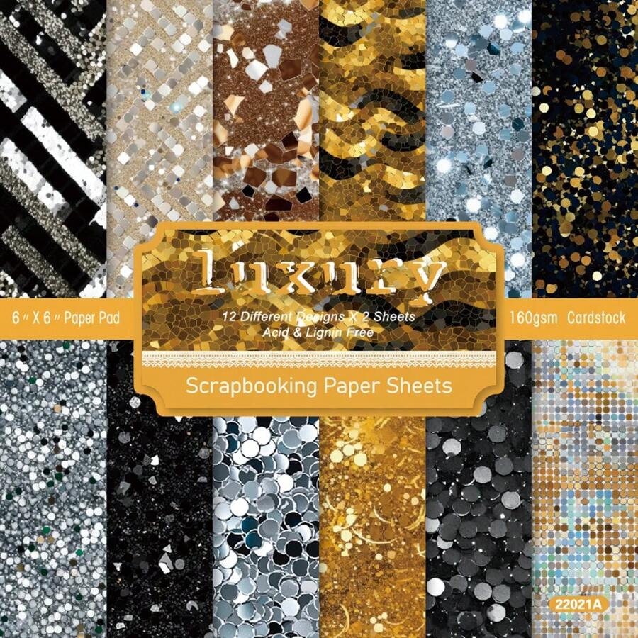 24 Sheets 6"X6" Luxury Paper Pad Scrapbooking Paper Pack Handmade Craft Paper Craft Background Pad Card 1Pack - Multicolor - View 1
