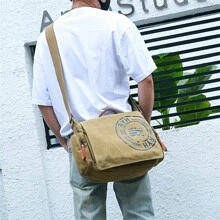 1 pieza Bolso cruzado de lona con estilo para hombres, con compartimento espacioso para documentos y tableta, correa de hombro práctica para viajes, diseño bandolera para uso diario, salir y viajes de negocios - resistente al agua y mensajero versátil para hombres, bolsos para portátiles y bolsa escolar