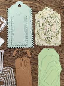 1pc Asymmetrical Card Shape Metal Cutting Dies, Embossing Template For Envelope Frame, For DIY Crafts And Papercrafts, Gift Tags And Cards - Silver - View 10