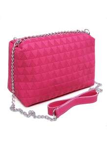 Women's Triangle Bag Casual Everyday Crossbody Bag With Chain Strap New Arrival Promotion - 玫紅色 - 查看 2