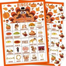 Juego de Bingo de Acción de Gracias, set de 34 piezas, paquete de tarjetas de jugador - 24 tarjetas de Bingo de Acción de Gracias para actividades familiares y de adultos, juegos para fiestas de Acción de Gracias, artículos para fiestas de Acción de Gracias, Navidad - Multicolor - Ver 1