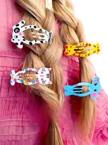 10 piezas/set Clip de pelo de metal con diseño lindo de animales de dibujos animados para niñas, conejo, león, gato, perro, panda, elefante, accesorios para el cabello multicolor para uso diario, vacaciones, fiesta, regalo