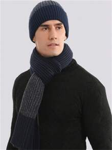 3 件套男士时尚保暖针织手套、围巾和帽子套装，触摸屏友好，适合冬季，送给丈夫的贴心礼物，适合年轻人、中年人和老年人 - 3件套 - 查看 3