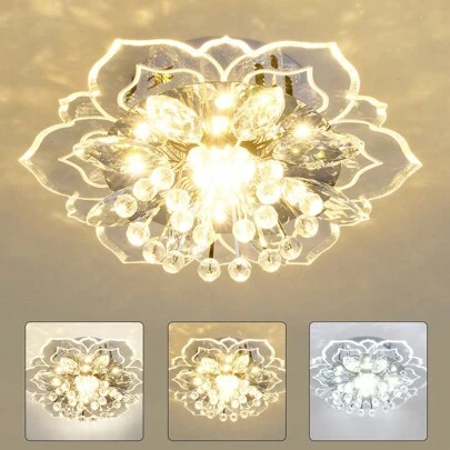 Lámpara De Techo Colgante Moderna Decorativa De Cristal Led,1 instalación, luz de techo cuadrado, tres modos de iluminación, blanco cálido, luz fría, luz cálida, adecuada para cocina, dormitorio, se puede iluminar 3 - 5 metros cuadrados de espacio, se puede utilizar como luz de puerta y luz de pasillo,Fiestas, Regalos, Día de Reyes, Botiquines de Emergencia