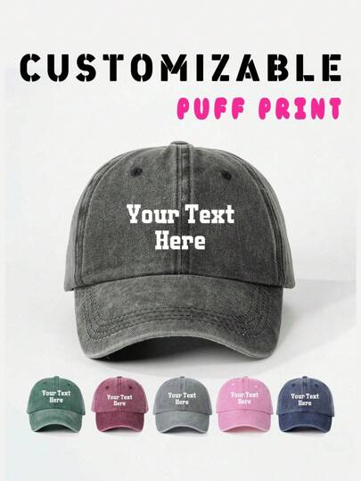 [Customized]Letter Pattern Baseball Cap, Unisex Outdoor Washed Dad Hat, Cute, Adorable, Colorful, Y2K, Stylish, Unisex, Casual, Hipster, Custom, Personalized, Unique, Customized, Ideal Gifts For Him, Ideal Gifts For Her, Boyfriend, Girlfriend, Family, Friends, Grandparents, Children, Her, For Anniversaries, For Birthdays, For Weddings, For Graduation, For Housewarming, Beach