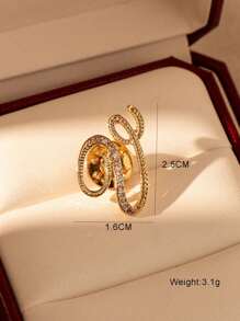 1pc-26pcs Alphabet Shaped Alloy & Rhinestone Brooch Pin For Clothes & Accessories, Fashionable & Versatile Collar Pin,Bag Accessories Gifts For Women - Gold - View 24