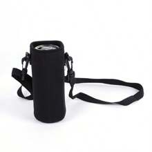 1pc Black Color Insulated Water Bottle Sleeve, Scratch Resistant, Crossbody Portable Holder (Bottle Not Included) - Black - View 3