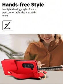 Bao da PU đựng ví tương thích với Galaxy Z Fold 6 5 4 3 5G đựng thẻ tín dụng RFID che chắn túi đựng điện thoại có khóa kéo, bao da lật đeo chéo cho nam và nữ, bao da điện thoại di động đa chức năng - Đỏ - Xem 8