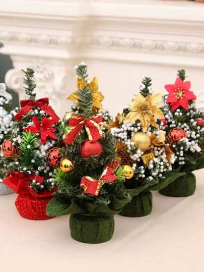 1pc 22cm Mini Christmas Tree, Christmas Eve Restaurant Tabletop Decor, Holiday Atmosphere Ornament, Small Gift, Christmas Decoration, Halloween, Halloween Decoration