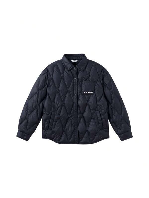 Annil Ropa para niños preadolescentes. Chaqueta acolchada corta con cuello, estampado de letras de moda. Ligera, cálida, suave y cortaviento. unicolor, chaqueta acolchada simple y casual para niños preadolescentes.