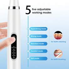 Electric Teeth Cleaner, Home Scaler, Electric Toothbrush, IPX6 Waterproof Teeth Cleaning Kit, Fresh Breath, Oral Care, USB Rechargeable, Valentine's Day Gift, Everyday Gift Option - White - View 4