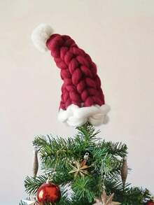 舒适针织圣诞老人帽 - 节日派对和礼物的完美之选 | 柔软涤纶材质，弹性贴合，纯色设计，圣诞装饰，生日圣诞装饰，冬季房间装饰，家居圣诞装饰，圣诞礼物 - 酒紅色 - 查看 6