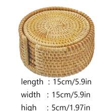 Rattan Coasters, Coasters, Tea Mats, Tableware Mats, Bowl Mats, Plate Mats, Anti-Scalding Mats, Coaster Sets, Heat-Resistant Bamboo Rattan Material, Hand-Woven, Suitable For Tea Cups And Coffee Cups As Well As Tableware Tea Sets, Used To Protect Desktop Dining Table Insulation, Very Suitable For Home Decoration And Holiday Gifts - Multicolor - View 18